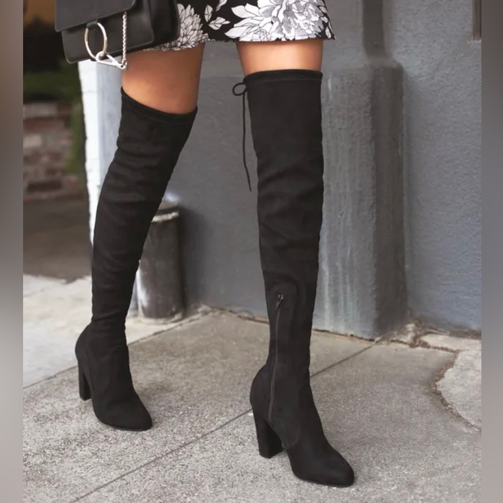 LULU’S Over the Knee Faux Suede Heeled Boots Sz 6
